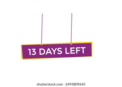 13 days left, icon, stile, timer, countdown, clock, time,  background, template, 13 days left countdown, sticker, left banner, business, sale, label button
