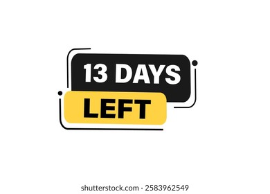 13 days left, sale countdown vector symbol, clock, time,  background, template 13 days left go, countdown, sticker, left banner, business, sale, label button
