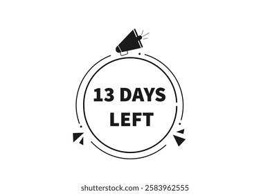 13 days left, sale countdown vector symbol, clock, time,  background, template 13 days left go, countdown, sticker, left banner, business, sale, label button
