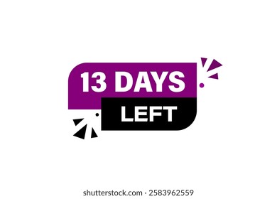 13 days left, sale countdown vector symbol, clock, time,  background, template 13 days left go, countdown, sticker, left banner, business, sale, label button
