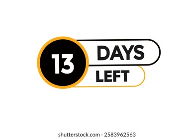 13 days left, sale countdown vector symbol, clock, time,  background, template 13 days left go, countdown, sticker, left banner, business, sale, label button
