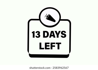 13 days left, sale countdown vector symbol, clock, time,  background, template 13 days left go, countdown, sticker, left banner, business, sale, label button
