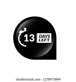 13 Days Left sign - emblem, label, badge,sticker, logo. Designed for your web site design, logo, app, UI