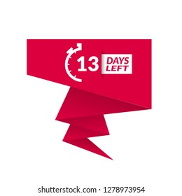 13 Days Left sign - emblem, label, badge,sticker, logo. Designed for your web site design, logo, app, UI