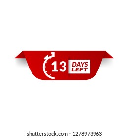 13 Days Left sign - emblem, label, badge,sticker, logo. Designed for your web site design, logo, app, UI