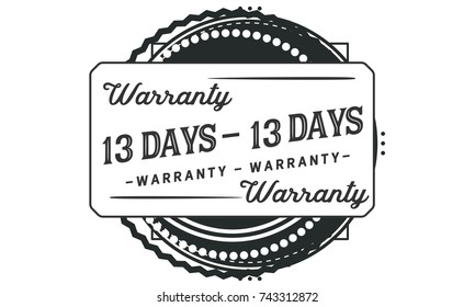 13 days warranty icon vintage rubber stamp guarantee