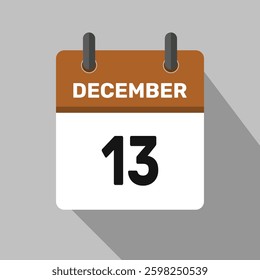 13 december calendar icon vector month date illustration design