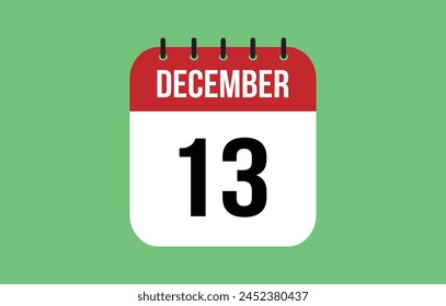 13 December Calendar. December Calendar Vector.