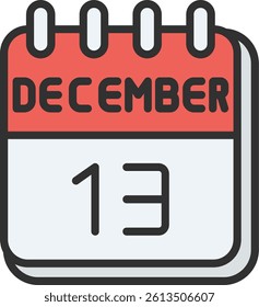 13 December Outline Filled Style Icon