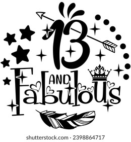 13 and fabulous black vector graphic design and cut file