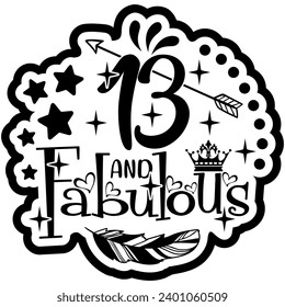 13 and fabulous black vector graphic design and cut file