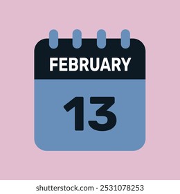 13 february calendar icon vector graphic design web page.