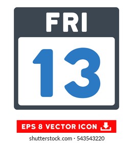 13 Friday Calendar Page icon. Vector EPS illustration style is flat iconic bicolor symbol, smooth blue colors.
