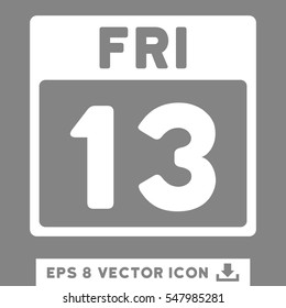 13 Friday Calendar Page icon. Vector EPS illustration style is flat iconic symbol, white color.