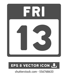 13 Friday Calendar Page icon. Vector EPS illustration style is flat iconic symbol, gray color.