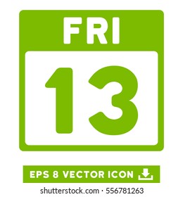 13 Friday Calendar Page icon. Vector EPS illustration style is flat iconic symbol, eco green color.
