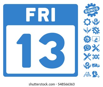 13 Friday Calendar Page pictograph with bonus configuration clip art. Vector illustration style is flat iconic symbols, cobalt, white background.