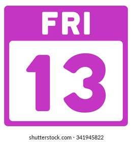 13 Friday vector icon. Style is flat symbol, violet color, rounded angles, white background.