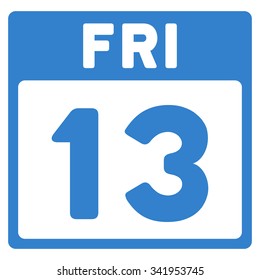 13 Friday vector icon. Style is flat symbol, cobalt color, rounded angles, white background.