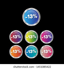 -13% - glossy labels or tags. circle sticker with gradient color.trendy color. modern design.set 