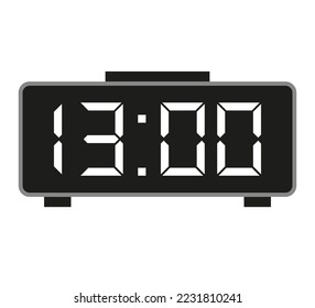 13 Stunden Wecker. Zeitstempel-Vektorgrafik. Zeit für die Kennzeichnung der Uhr