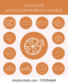 13 icons with different cakes.