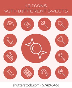 13 icons with different sweets.