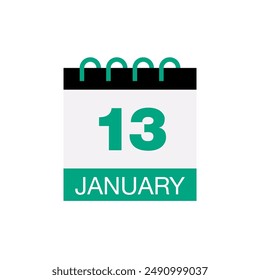 13 january calendar date icon vector eps