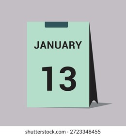 Icono de fecha de calendario de 13 de enero Ilustración vectorial mínima de calendario de escritorio