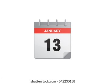 13 January calendar vector illustration on white background