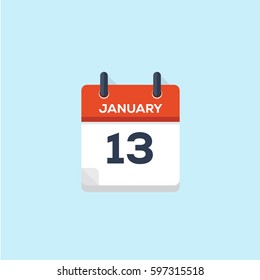 13. january flat style calendar, vector illustration