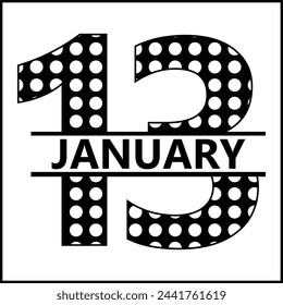 13 January Floral Split Silhouette Counting Vector Design | Print Design | Cut file | Shirt Design | Birthday Gift