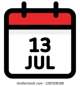 13. July - Calendar Icon - Vector Illustration - Vector