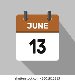 13 june calendar icon vector month date number illustration design