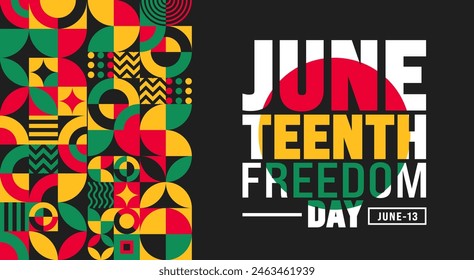 13 June is Juneteenth Freedom Day geometric shape pattern background template. Holiday concept. use to background, banner, placard, card, and poster design template.