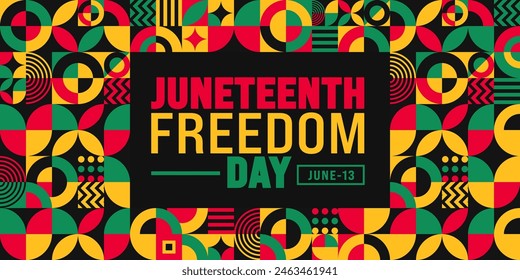 13 June is Juneteenth Freedom Day geometric shape pattern background template. Holiday concept. use to background, banner, placard, card, and poster design template.