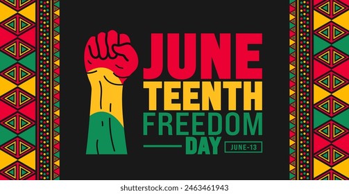 13 June is Juneteenth Freedom Day geometric shape pattern background template. Holiday concept. use to background, banner, placard, card, and poster design template.