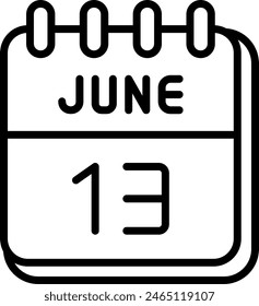 13. Juni Vektorgrafik Line Icon Design