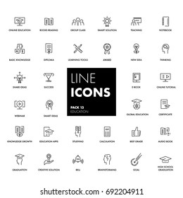 13. Line icons set. Education pack. Vector illustration.