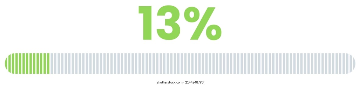 13% Loading. 13% progress bar Infographics vector, 13 Percentage ready to use for web design ux-ui