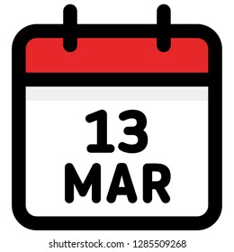 13. March - Calendar Icon - Vector Illustration - Vector
