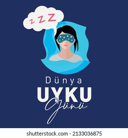 13 Mart Dünya Uyku Günü
vector of girl sleeping with eye patch and "sleep day" text