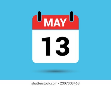 13 de mayo Calendario Fecha Icono plano Día 13 Ilustración vectorial