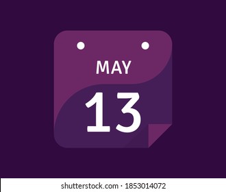 13 May, May 13 icon Single Day Calendar Vector illustration