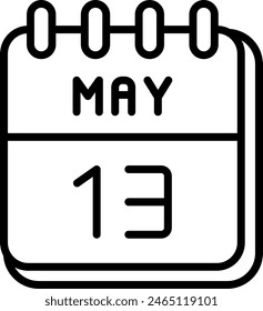 13 Mai Vektorgrafik Line Icon Design