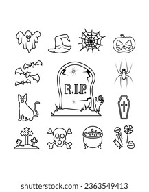 13 Minimalist Line Art Halloween Vectors And Creepy Icons
