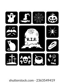 13 Minimalistic Silhouettes Of Spooky Halloween Vectors And Creepy Icons