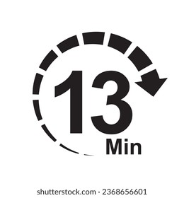 13 minute timer clock icon vector illustration eps