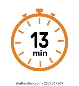 13 minute Timer, clock, icon vector stopwatch isolated icons. Countdown timer symbol.