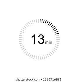 Icono de temporizador de 13 minutos, temporizador digital de 13 minutos. Reloj y reloj, cronómetro, cuenta regresiva.